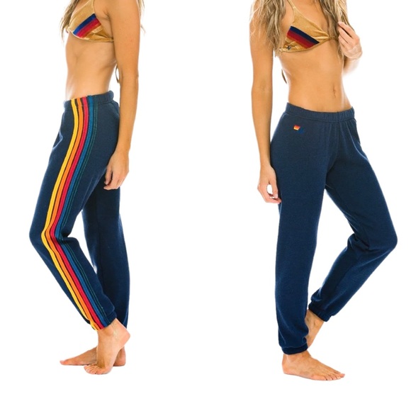 Aviator Nation Women’s 5 Stripe Sweatpants Navy M - Picture 9 of 9